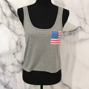 USA pocket grey crop top